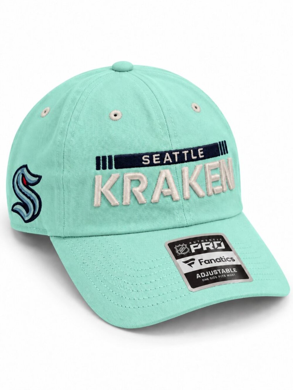 NWT Fanatics Seattle Kraken Authentic Pro Rink Adjustable Dad Hat Teal